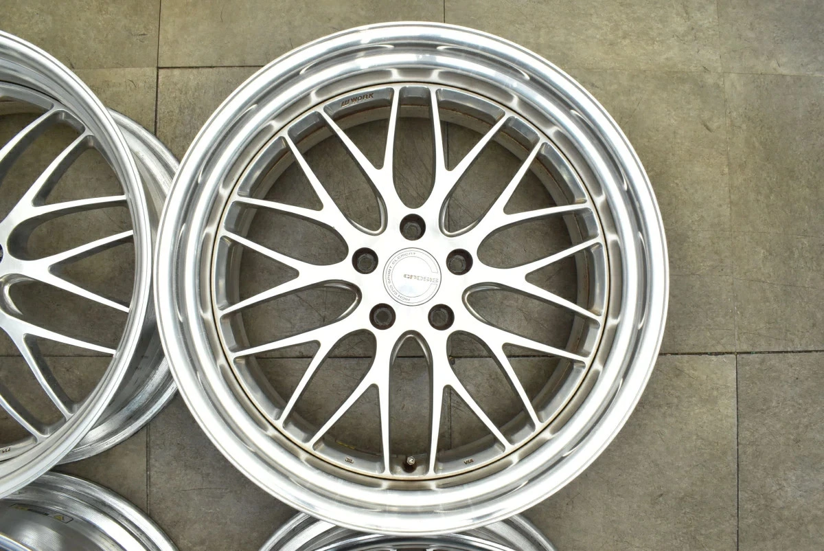 JDM Used WORK 4Book Wheel Set 219.0J x 21+12 PCD 120 Wheels Only No Tires - Image 6