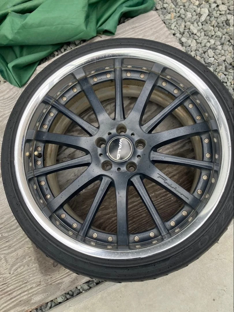 JDM Wald 20 multi-spoke wheel set size 114.3 black. Rare. No Tires