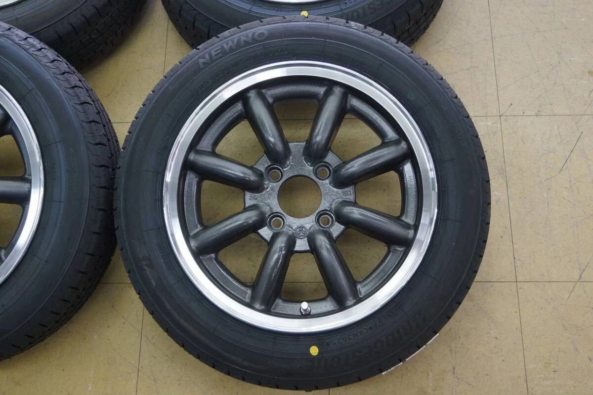 JDM Used Wheel and Tire Set: 14 Watanabe Eight-Spoke F8F 4H100 6J+35 2 No Tires - Image 4