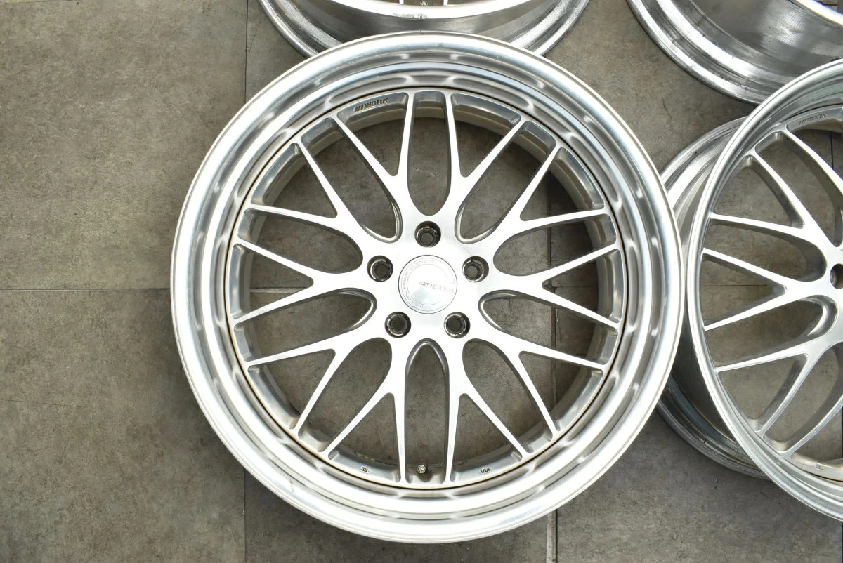 JDM Used WORK 4Book Wheel Set 219.0J x 21+12 PCD 120 Wheels Only No Tires - Image 3