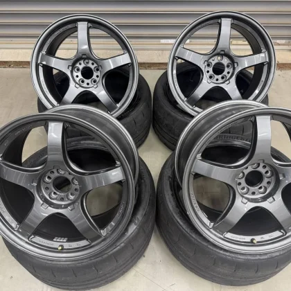 JDM Used AME TRACER GT-V 189.5J +45 PCD100 5-lug 4-wheel set for GR86 No Tires