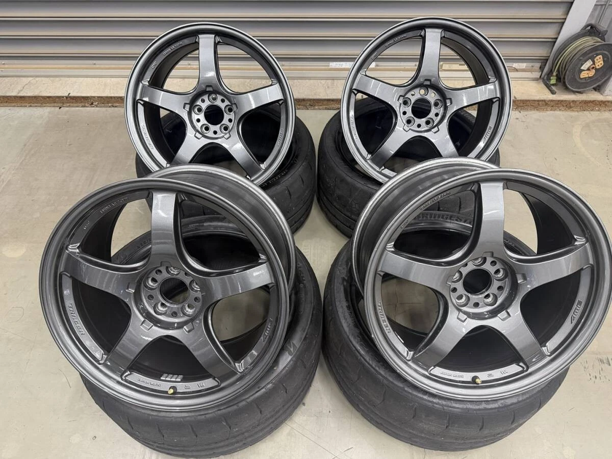 JDM Used AME TRACER GT-V 189.5J +45 PCD100 5-lug 4-wheel set for GR86 No Tires