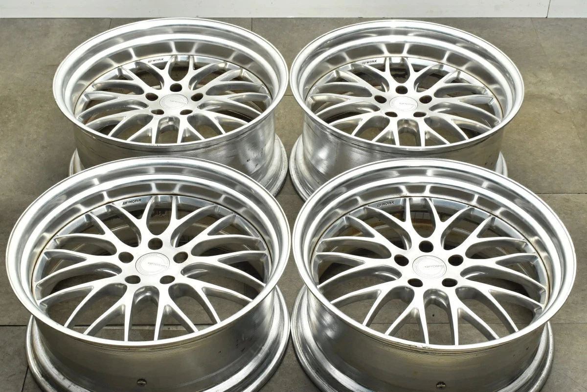 JDM Used WORK 4Book Wheel Set 219.0J x 21+12 PCD 120 Wheels Only No Tires - Image 2