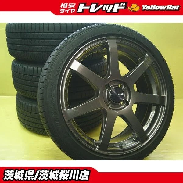 JDM Used ENKEI PF07 177.0J +48 4H 100 tires on used Dunlop Le Mans V 1 No Tires