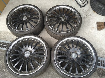 JDM Carlsson 1/16 204-Wheel Set PCD114.3 Black Tire Wheel 8.5J +40 Carls (No Tires)