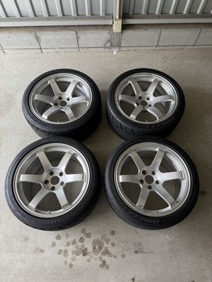 JDM TE37 SAGA 9.5j+22 Brushed finish wheels for GT-R and Lancer Evo X. No Tires - Image 3