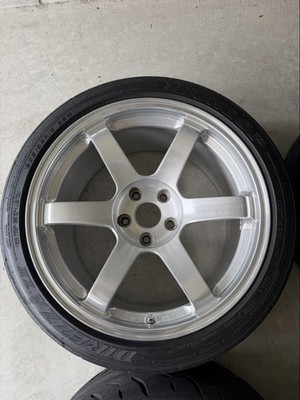 JDM TE37 SAGA 9.5j+22 Brushed finish wheels for GT-R and Lancer Evo X. No Tires - Image 4