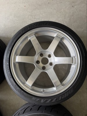 JDM TE37 SAGA 9.5j+22 Brushed finish wheels for GT-R and Lancer Evo X. No Tires - Image 5