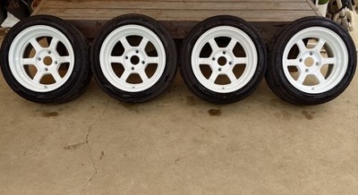 JDM RAYS TE37V 10th Anniversary Edition Dash White 15x8J±0 114.3 YOKOHA (No Tires)