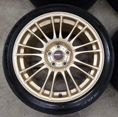 JDM Subaru WRX STI genuine BBS 4wheels no tire 18x8.5+55 5x114.3 Gold - Image 3