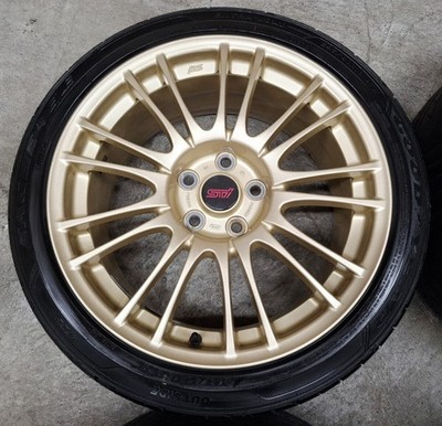 JDM Subaru WRX STI genuine BBS 4wheels no tire 18x8.5+55 5x114.3 Gold - Image 4