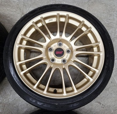 JDM Subaru WRX STI genuine BBS 4wheels no tire 18x8.5+55 5x114.3 Gold - Image 5