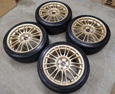 JDM Subaru WRX STI genuine BBS 4wheels no tire 18x8.5+55 5x114.3 Gold - Image 6