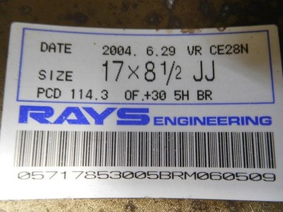 JDM 16-513Beautiful forgingRays CE28N 17in 8.5J +30 CT9A Lancer Evo R3 (No Tires) - 画像 (10)