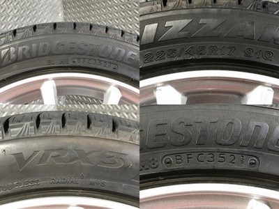 JDM 2021 Used Set 80% tread Bridgestone BLIZZAK VRX3 225/45R17 Afterma (No Tires) - 画像 (6)