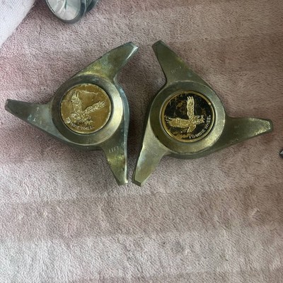 JDM C199-6 Rare Triple Spinner Dayton Roadster Wire Wheel Center Caps No Tires