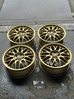 JDM Genuine Subaru STI BBS 16-inch gold wheels 4-piece set rare. (No Tires)