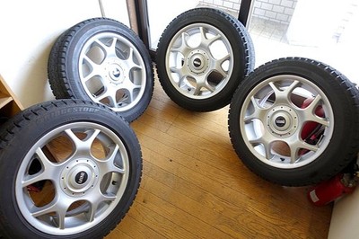 JDM BMW MINI wheels + tires over 95% tread remaining genuine parts 16" (No Tires)