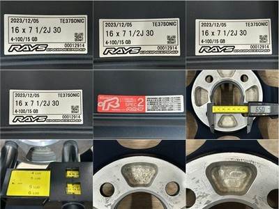 JDM RAYS VOLKRACING TE37 SONIC 4Book 167.5J +30 PCD100 4H Rays FORGED No Tires - Image 7
