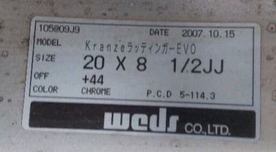 JDM Weds Kranze Ratzinger 20245 40 20 All seasons tires Black Chrome f (No Tires) - 画像 (7)
