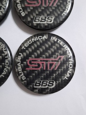 JDM Excellent Condition Subaru STI Genuine Option Carbon 56mm BBS Cent No Tires - Image 2