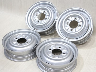 JDM C138 Old Car Rare Iron Wheels 12x3.5J+35 PCD114.3 Hub Diameter 81m (No Tires) - 画像 (6)