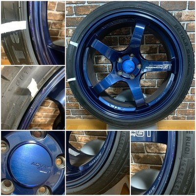 JDM ADVAN GT BEYOND 199J +35 5H 114.3 Mag Blue GT-R WRX STI Lancer Evo No Tires - Image 4