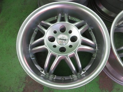 JDM MOMO RACER KBA44225 7j/+38 Hub approx. 72mm PCD100 4-Wheel Set Used (No Tires) - 画像 (4)