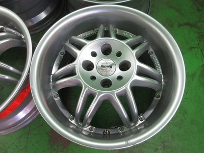 JDM MOMO RACER KBA44225 7j/+38 Hub approx. 72mm PCD100 4-Wheel Set Used (No Tires) - 画像 (5)