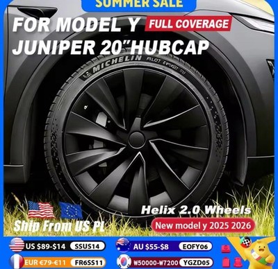 JDM Tesla Model Y Juniper 2025-20 Wheel Caps Matte Black No Tires