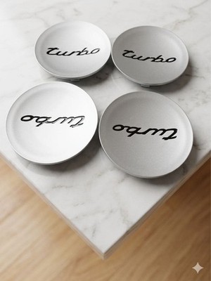 JDM Genuine Porsche Turbo center wheel caps 4-individual set turbosilv No Tires
