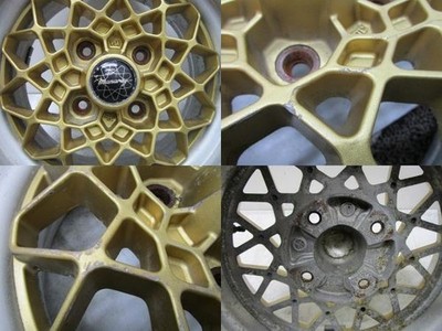 JDM 14manalei 6J+12 114.3 Mesh Gold Used Aluminum Wheels for Classic C No Tires - Image 9