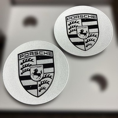 JDM Genuine Porsche center cap 77mm 4 Individual Monotone Crest No Tires - Image 2