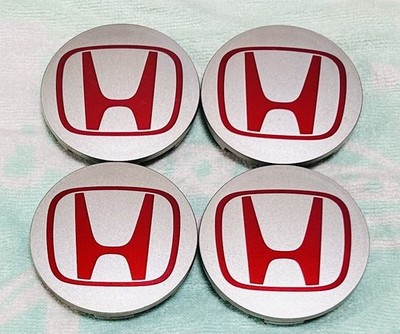 JDM Honda Civic Silver Aluminum Wheel Center Cap Set 4 Individual No Tires