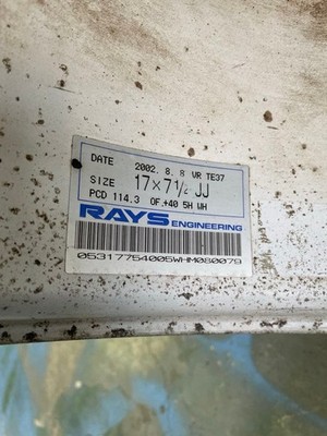 JDM Rays TE37 17x7.5J Offset 40 PCD114.3 5-hole (No Tires) - 画像 (10)