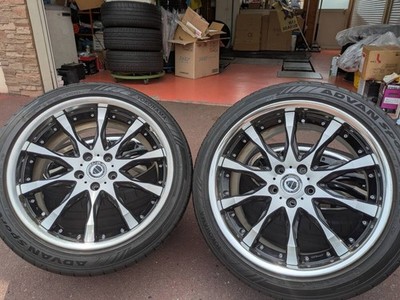JDM Beautiful WORK Black Polished Fin Celsior Crown Aristo Cima Fuga S No Tires