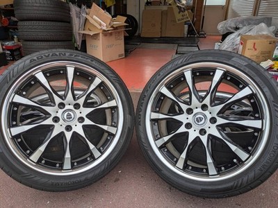 JDM Beautiful WORK Black Polished Fin Celsior Crown Aristo Cima Fuga S No Tires - Image 2