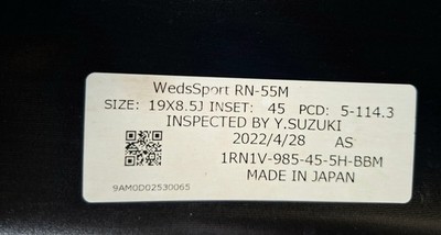 JDM Wedssports RN-55M Wheels 4Book 198.5J 114.3 Subaru WRX STI Levorg No Tires - Image 9