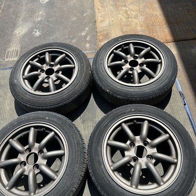 JDM Watanabe Wheel and Tire 4-Book Set PCD100 6J 4H for Kei Trucks Kei No Tires