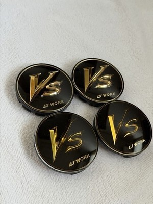 JDM Rare WORK VS wheel center caps black and gold 2 individual outer d No Tires - 画像 (2)
