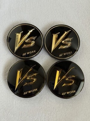 JDM Rare WORK VS wheel center caps black and gold 2 individual outer d No Tires - 画像 (3)
