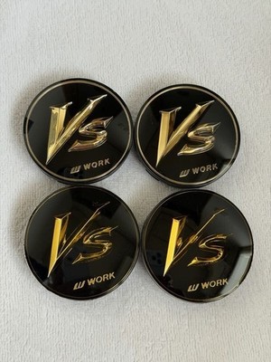 JDM Rare WORK VS wheel center caps black and gold 2 individual outer d No Tires - 画像 (4)