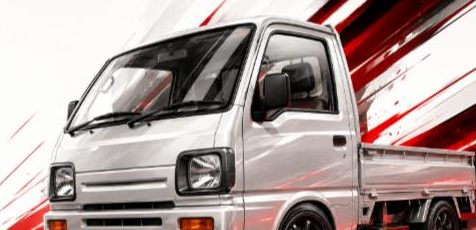 Illustrated Suzuki Carry/Every kei mini truck, JP-Time.Club house-style artwork