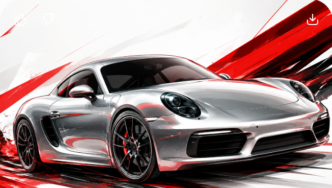 Illustrated Porsche Cayman/Boxster sports car, JP-Time.Club house-style artwork