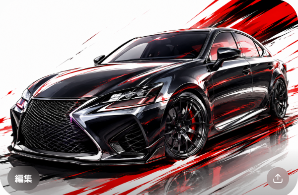 Illustrated Lexus GS350/GS F sport sedan, JP-Time.Club house-style artwork