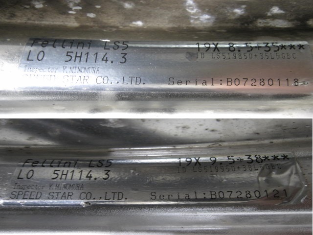 JDM SSR Fellini SL5 Chrome Plated 8.5J+35 9.5J+38 PCD114.3 5-hole 19-d (No Tires) - 画像 (10)