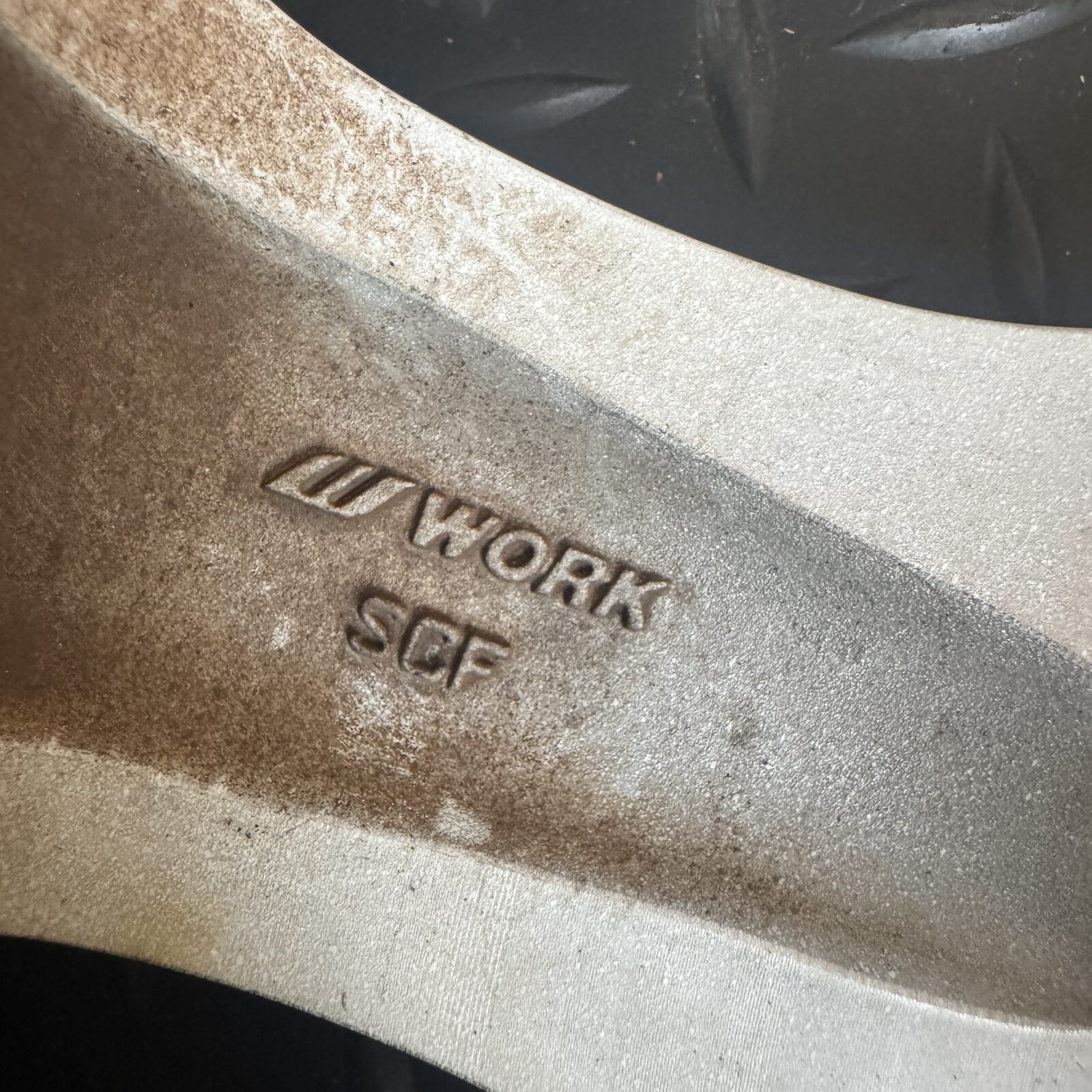 WORK SCF marking cast into the back of a Meister S1R spoke