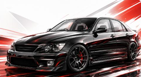 Illustrated Lexus IS sport sedan, JP-Time.Club house-style artwork