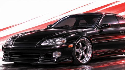 Illustrated Lexus SC / Toyota Soarer grand tourer coupe, JP-Time.Club house-style artwork