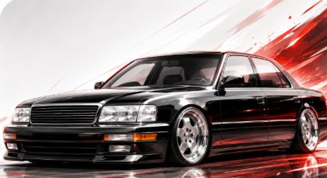 Illustrated Lexus LS400 / Toyota Celsior luxury sedan, JP-Time.Club house-style artwork